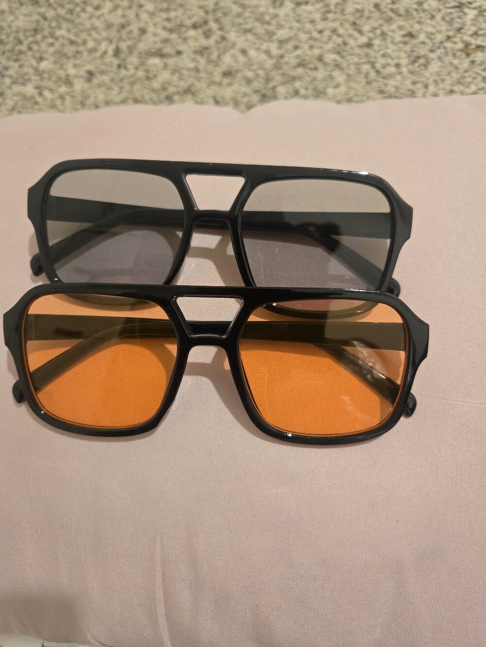 Women's Black Frame Sunglasses with Orange Lenses